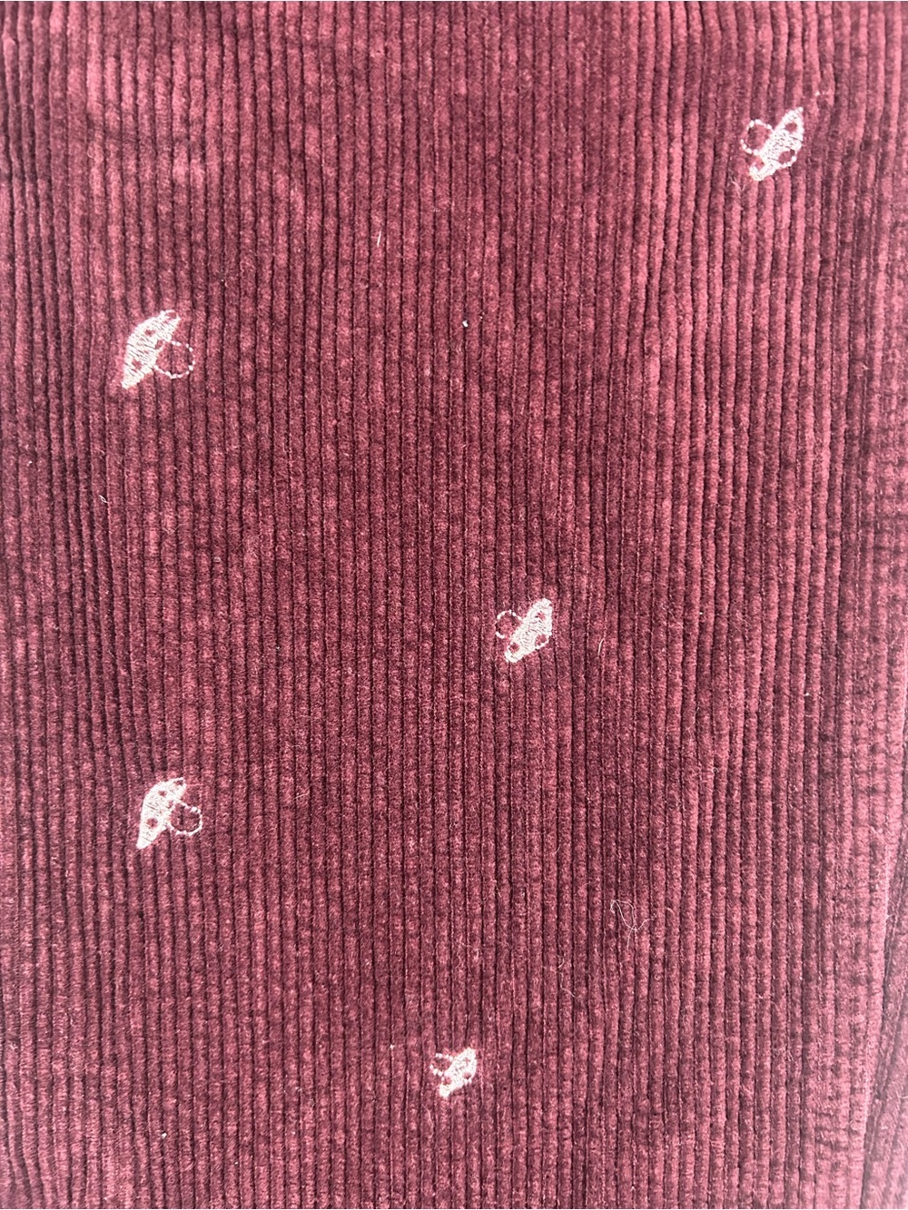 Forever 21 Embroidered Mushroom Corduroy Pants in Deep Burgundy - Picture 2 of 11